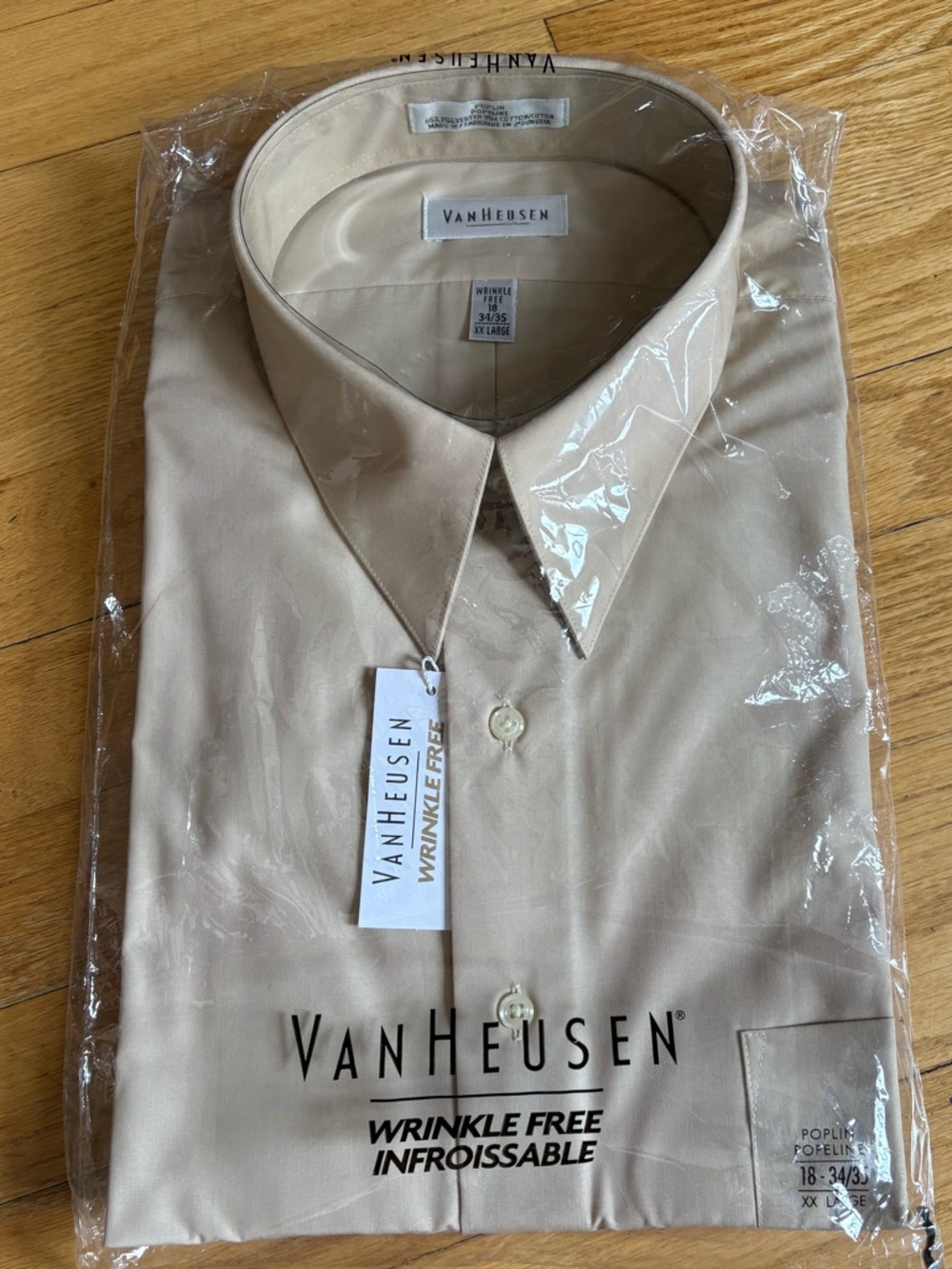 Van Heusen Men’s Beige Wrinkle-Free Dress Shirt